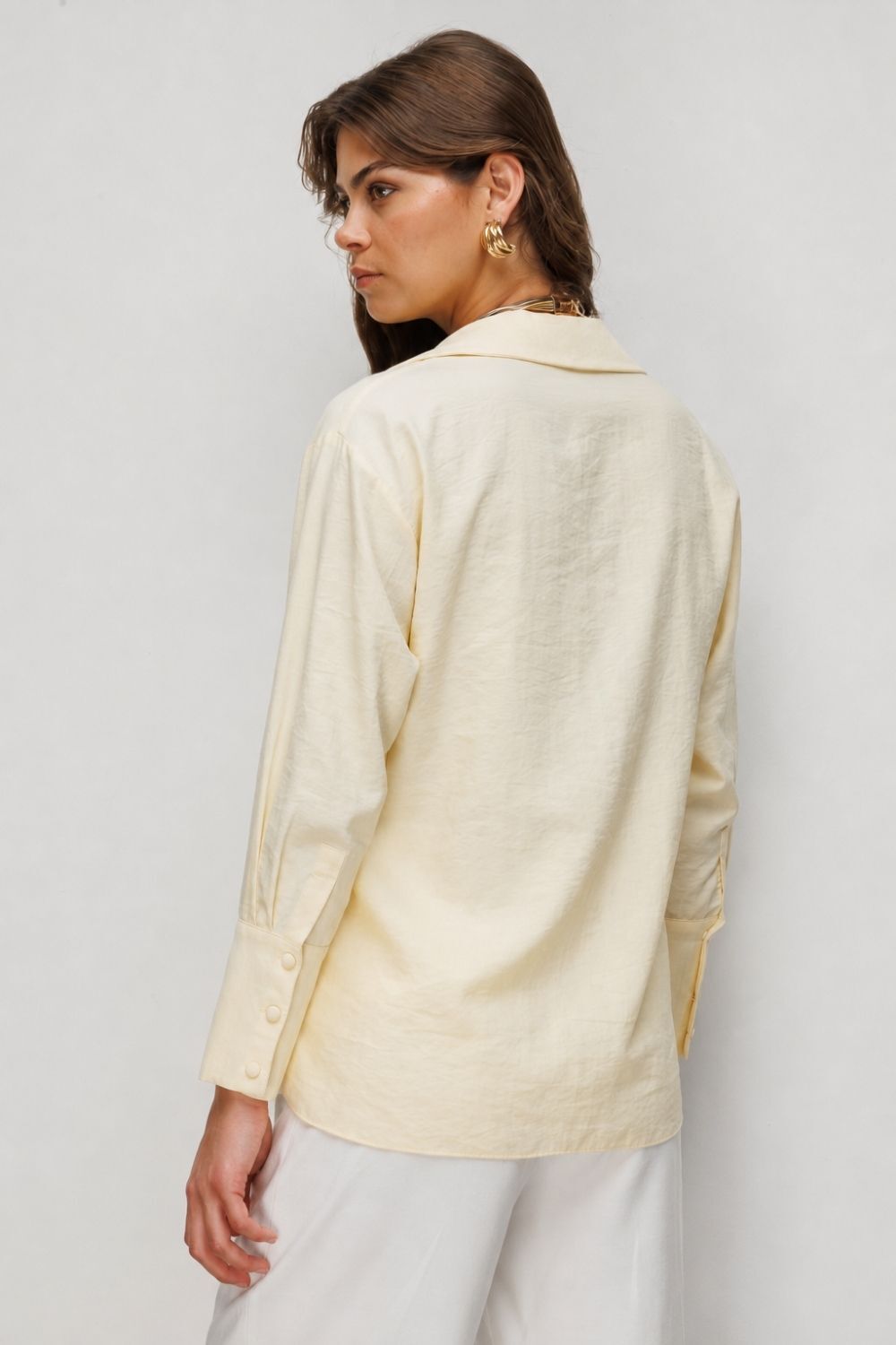 Mizalle Geniş Manşet Detaylı Düğmeli Sarı Tunik - Mizalle