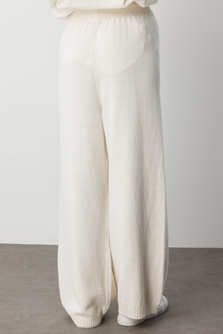 Mizalle Geniş Paça Beli Lastikli Ekru Triko Jogger Pantolon - Mizalle