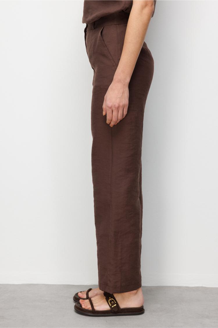 Mizalle Geniş Paça Kahverengi Basic pantolon - Mizalle