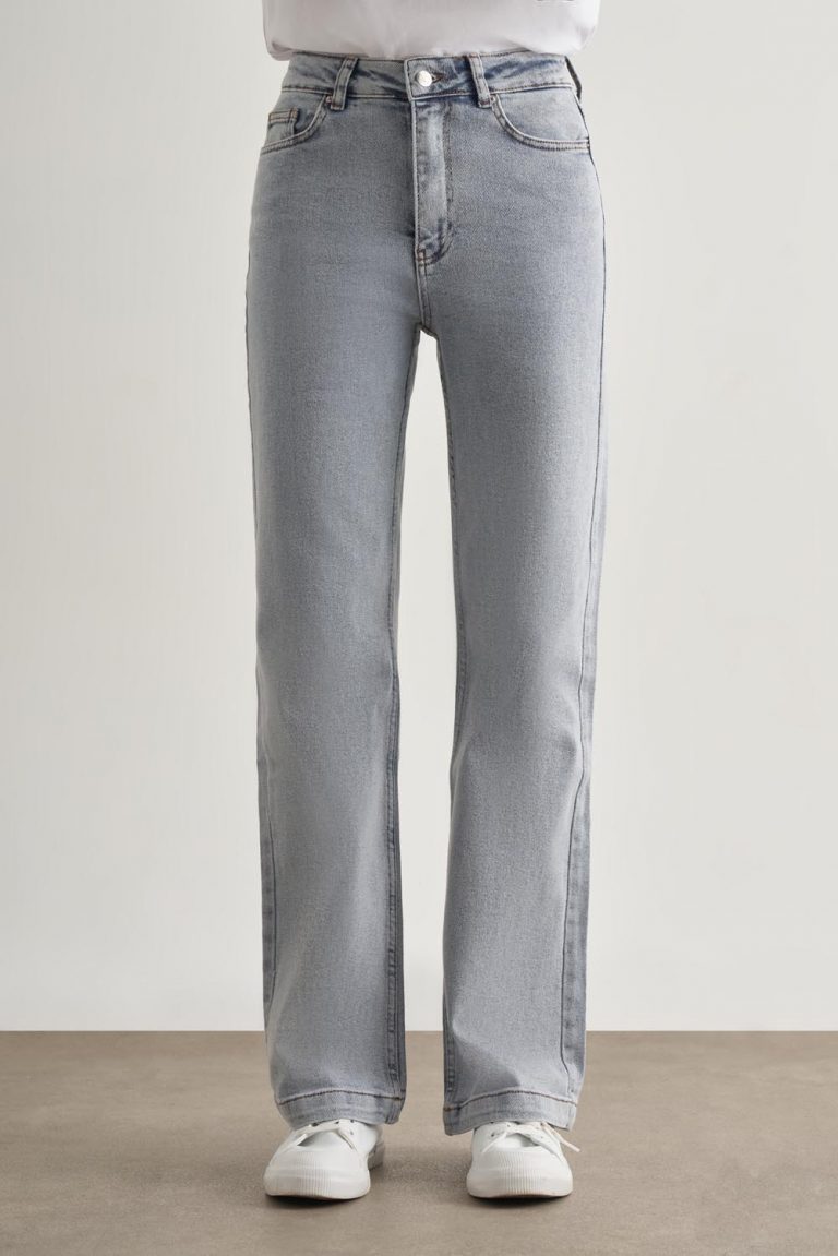 Mizalle Geniş Paça Yüksek Bel Kar Mavi Denim Pantolon - Mizalle