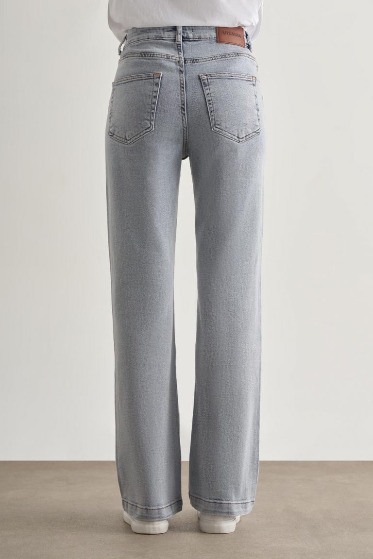 Mizalle Geniş Paça Yüksek Bel Kar Mavi Denim Pantolon - Mizalle