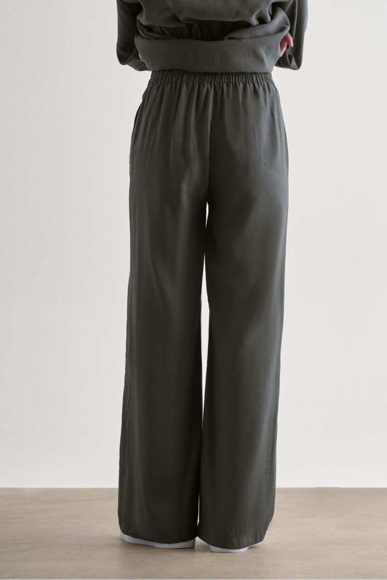 Mizalle Gri Rahat Kesim Geniş Paçalı Modal Pantolon - Mizalle