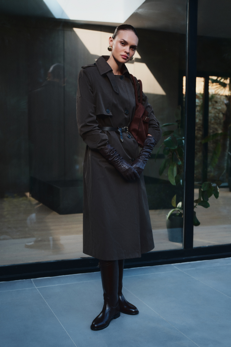 Mizalle Haki Apoletli Klasik Maxi Mac Trençkot - Mizalle