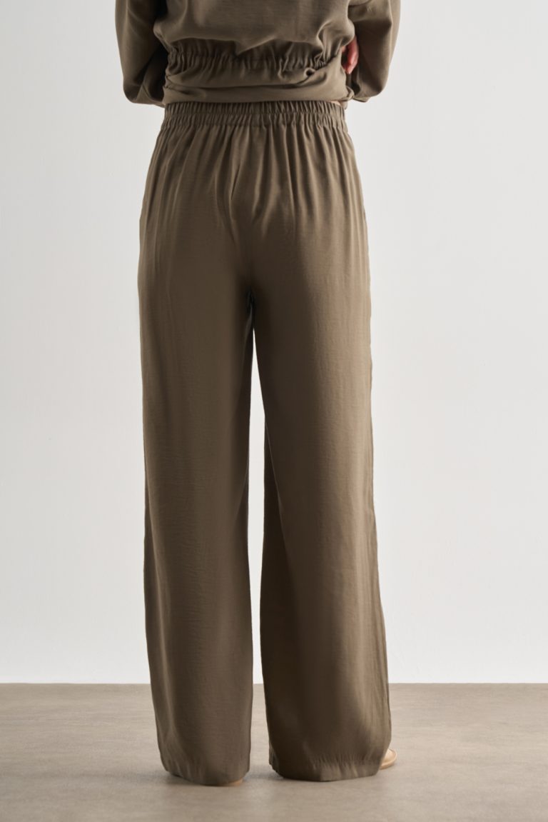 Mizalle Haki Rahat Kesim Geniş Paçalı Modal Pantolon - Mizalle