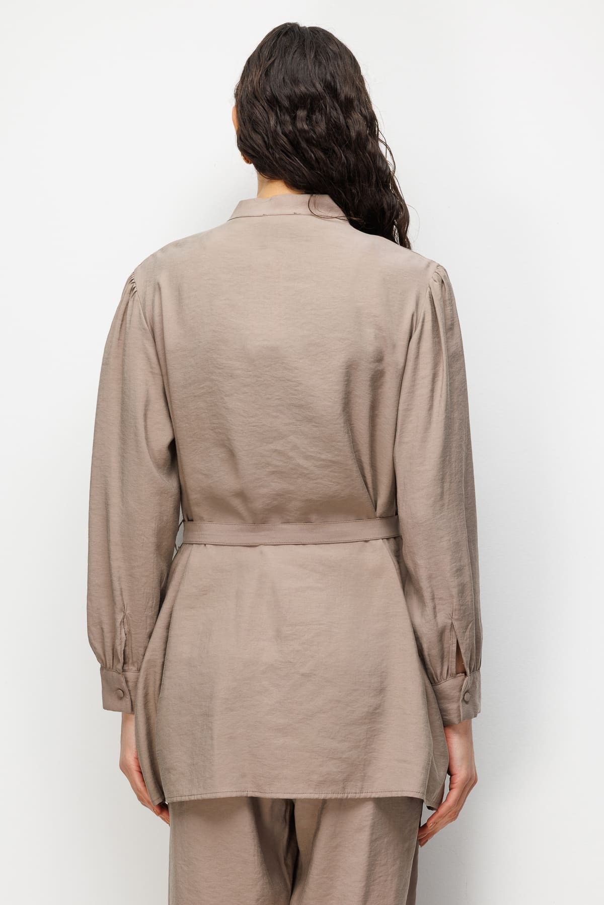 Mizalle Hakim Yaka Modal Dokulu Bej Rengi Tunik - 7