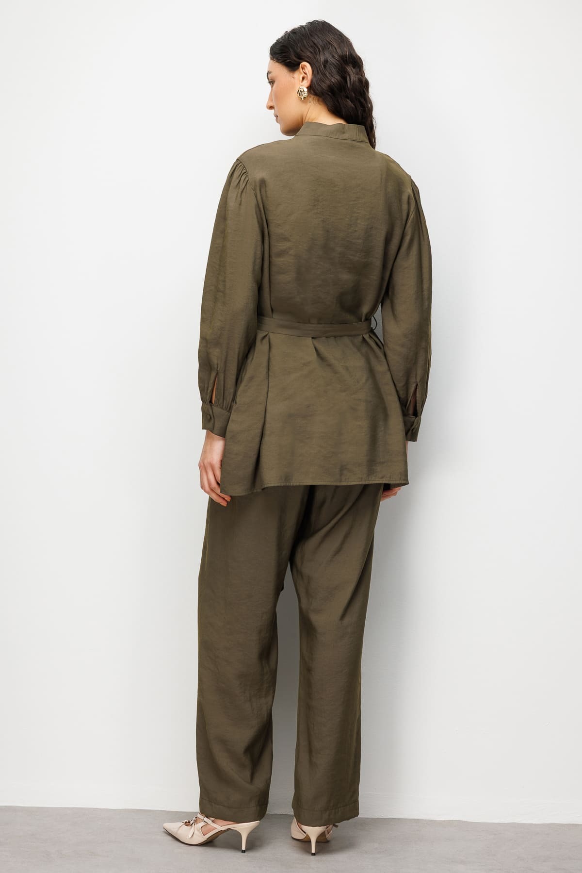 Mizalle Hakim Yaka Modal Dokulu Haki Tunik - 7