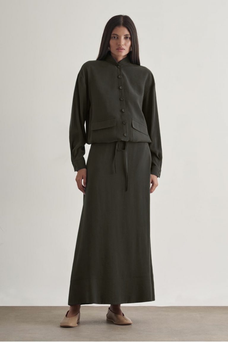 Mizalle İp Büzgülü Torba Cepli Modal Karışımlı Antrasit Ceket - Mizalle