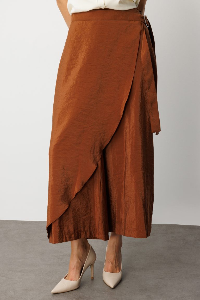 Mizalle Kahverengi Geniş Paçalı Pantolon Etek - Mizalle