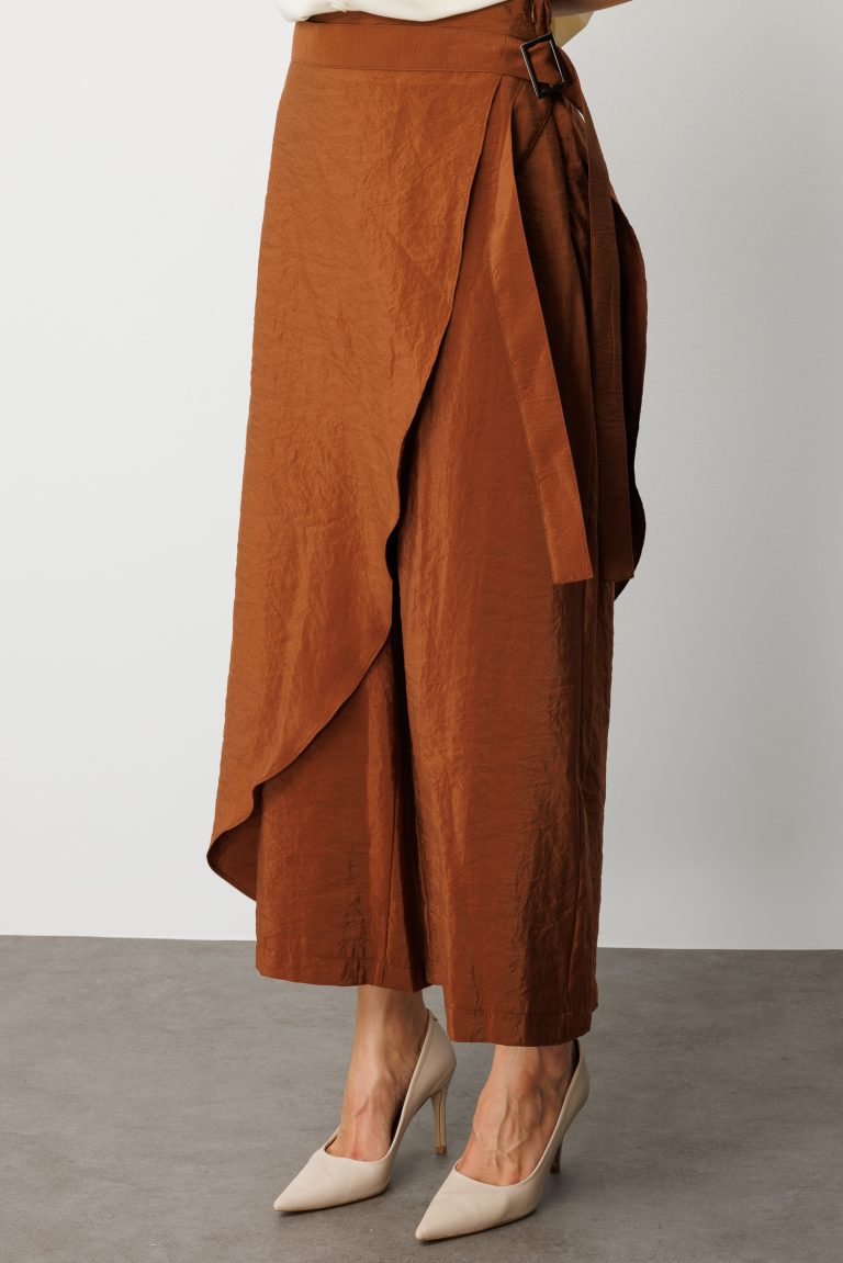 Mizalle Kahverengi Geniş Paçalı Pantolon Etek - Mizalle