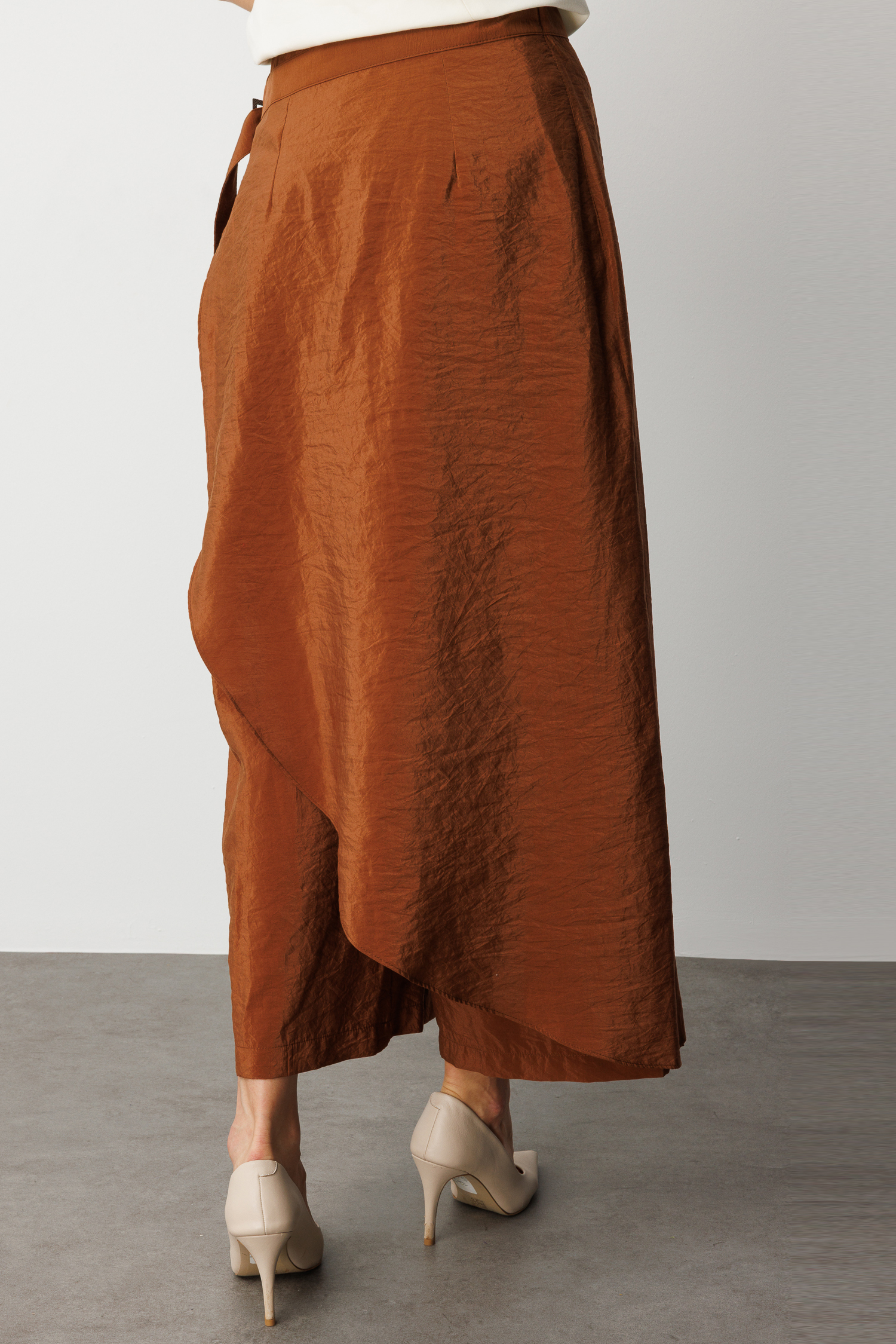 Mizalle Kahverengi Geniş Paçalı Pantolon Etek - 6