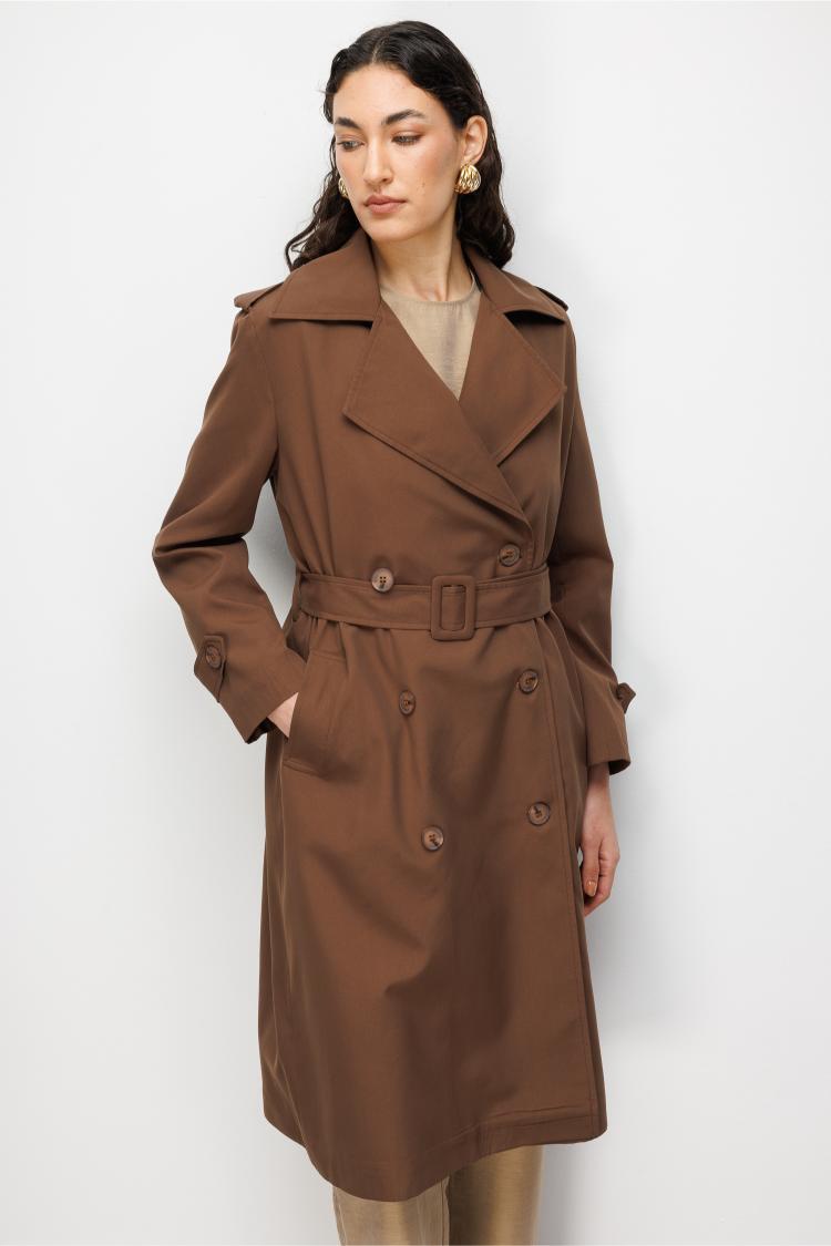Mizalle Kahverengi Klasik Trençkot - Mizalle