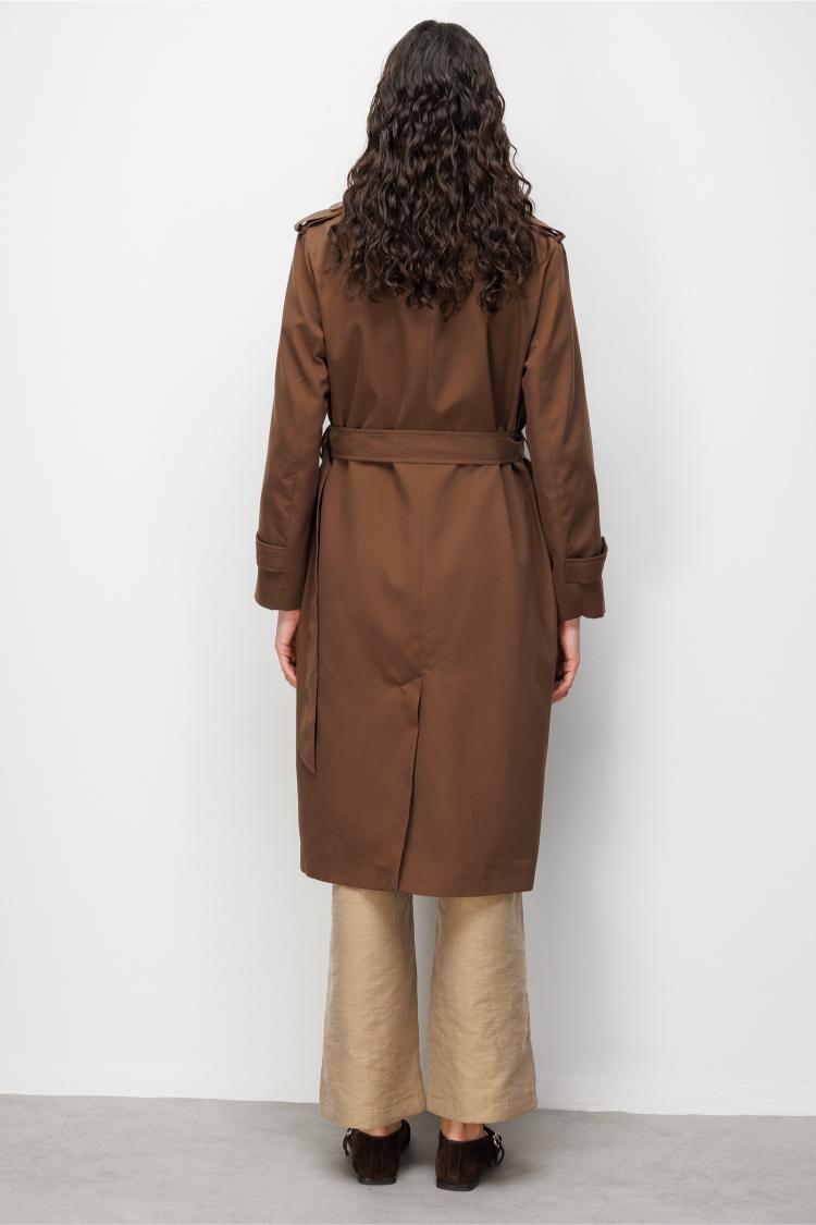Mizalle Kahverengi Klasik Trençkot - 6