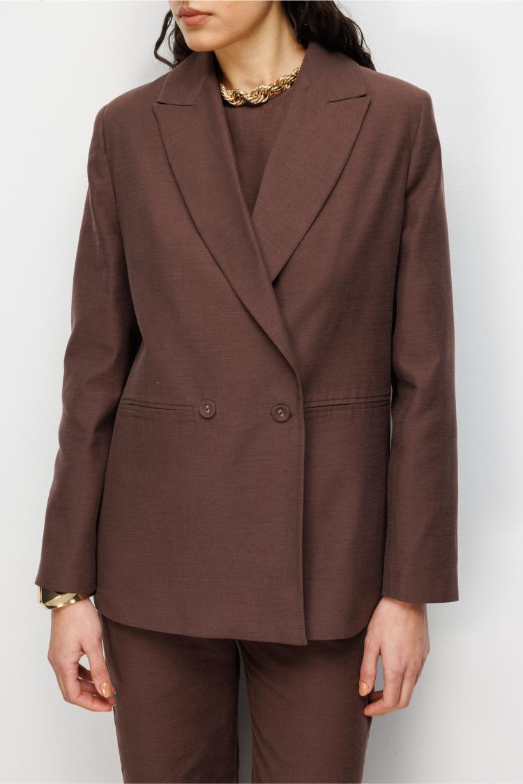 Mizalle Kahverengi Kruvaze Blazer Ceket - Mizalle