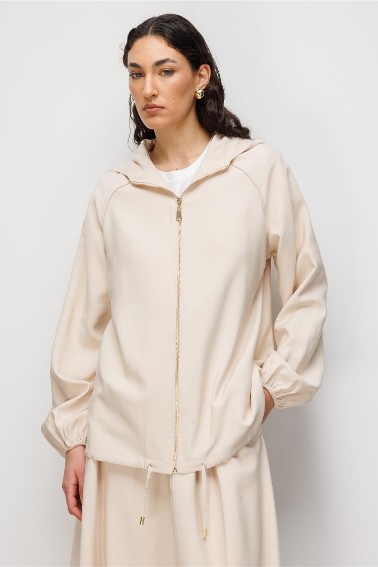 Mizalle Kapüşonlu Bej Rengi Bomber Ceket - Mizalle