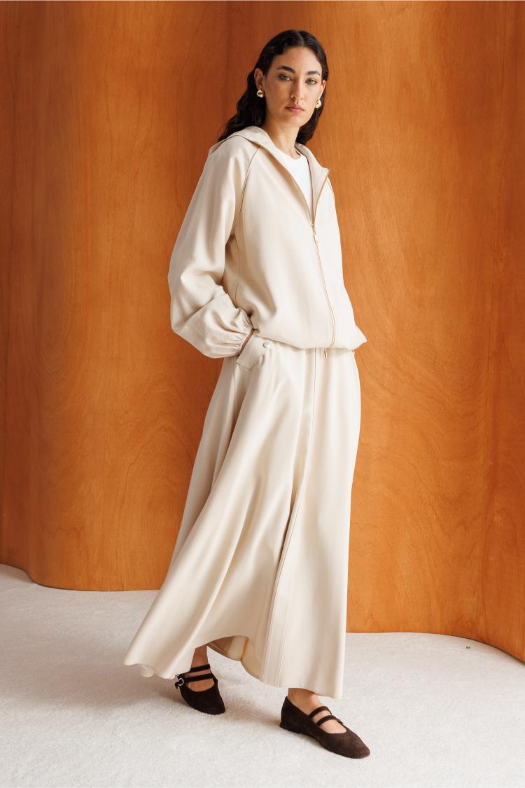 Mizalle Kapüşonlu Bej Rengi Bomber Ceket - Mizalle