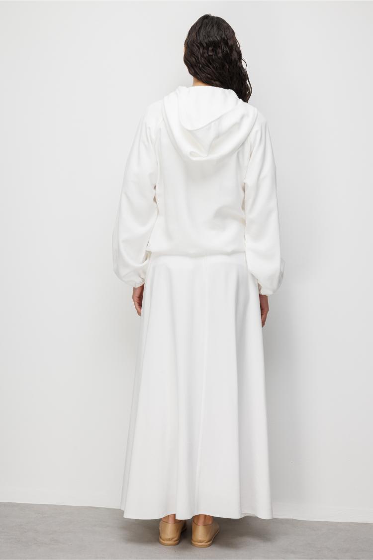 Mizalle Kapüşonlu Beyaz Bomber Ceket - 5