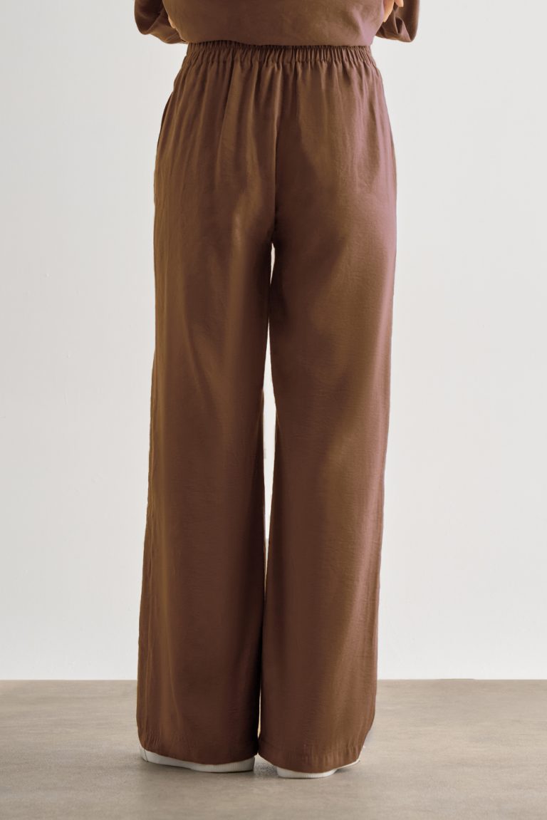 Mizalle Karamel Rengi Rahat Kesim Geniş Paçalı Modal Pantolon - Mizalle