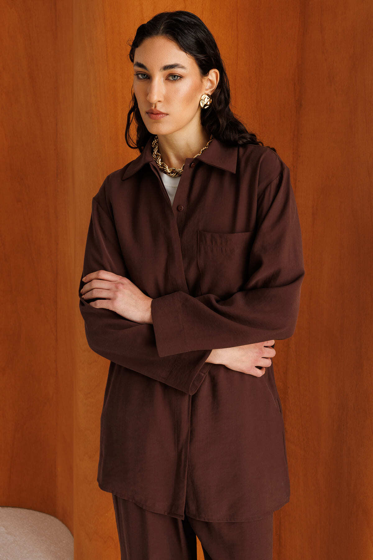 Mizalle Kemer Detaylı Kahverengi Tunik - 1