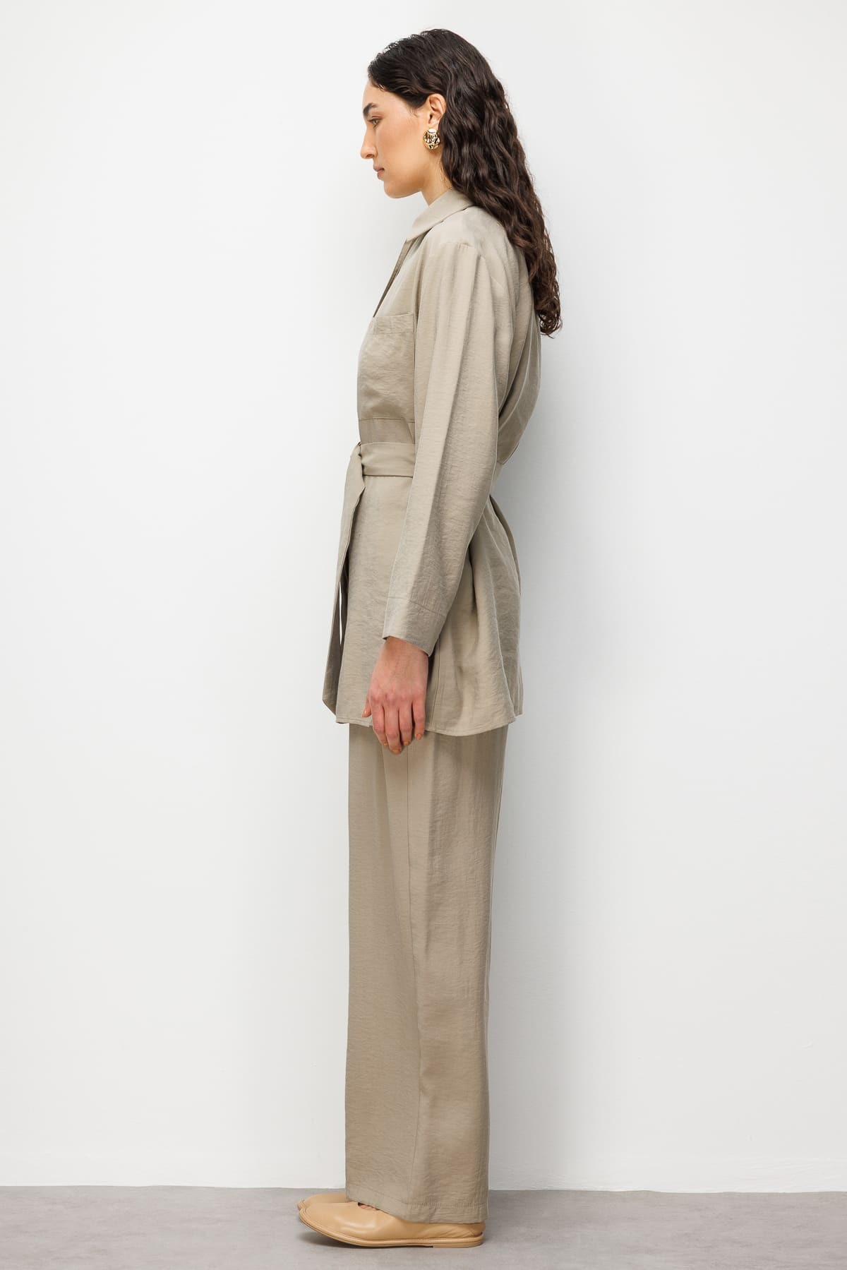 Mizalle Kemer Detaylı Vizon Rengi Tunik - 5