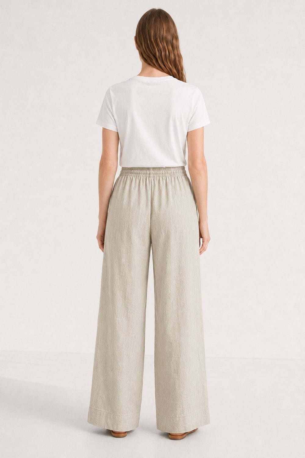 Mizalle Keten Dokulu Beli Lastikli Bol Paça Tas Pantolon - 3