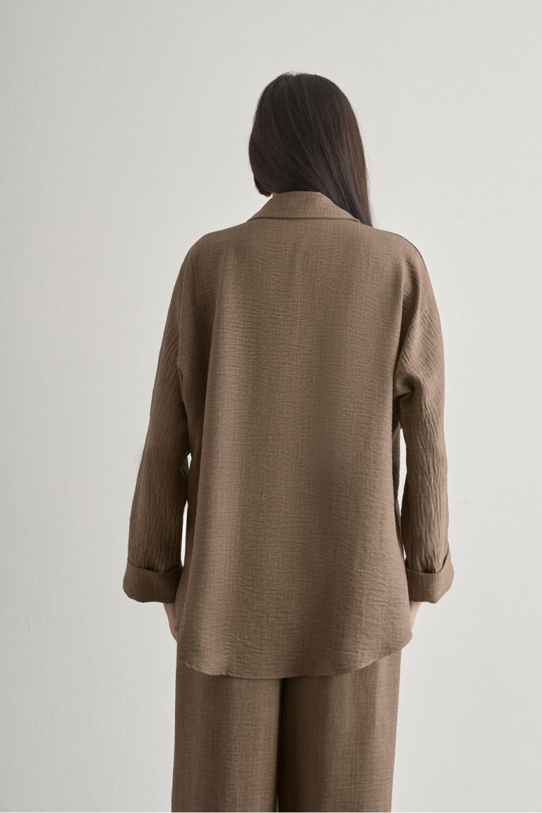 Mizalle Keten Dokulu Torba Cepli Kahverengi Tunik - Mizalle