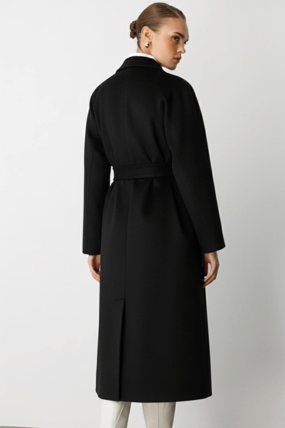 Mizalle Klasik Uzun Yünlü Siyah Kaşe Kaban - Mizalle