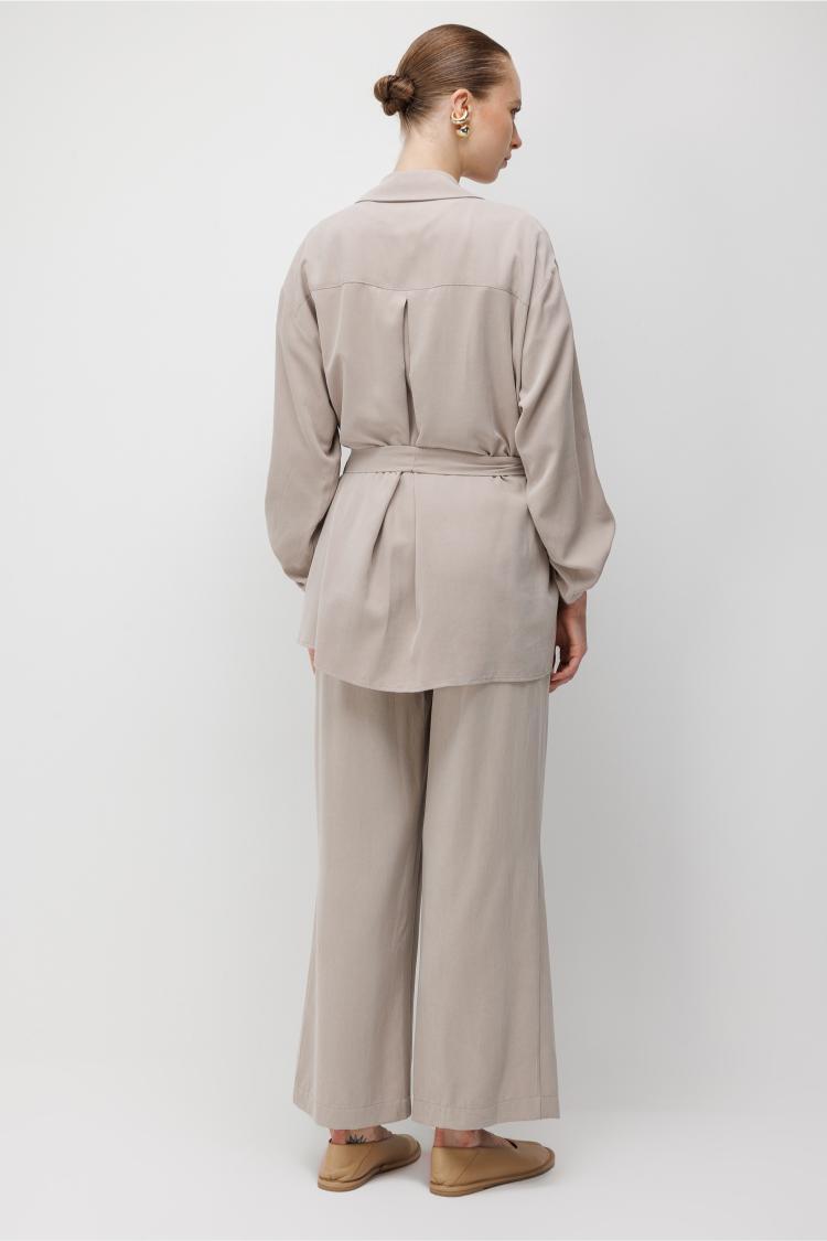 Mizalle Kol Katlamalı Kuşaklı Vizon Tunik - 6