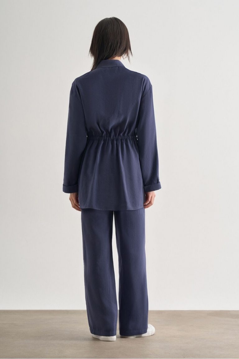 Mizalle Lacivert Rahat Kesim Geniş Paçalı Modal Pantolon - Mizalle