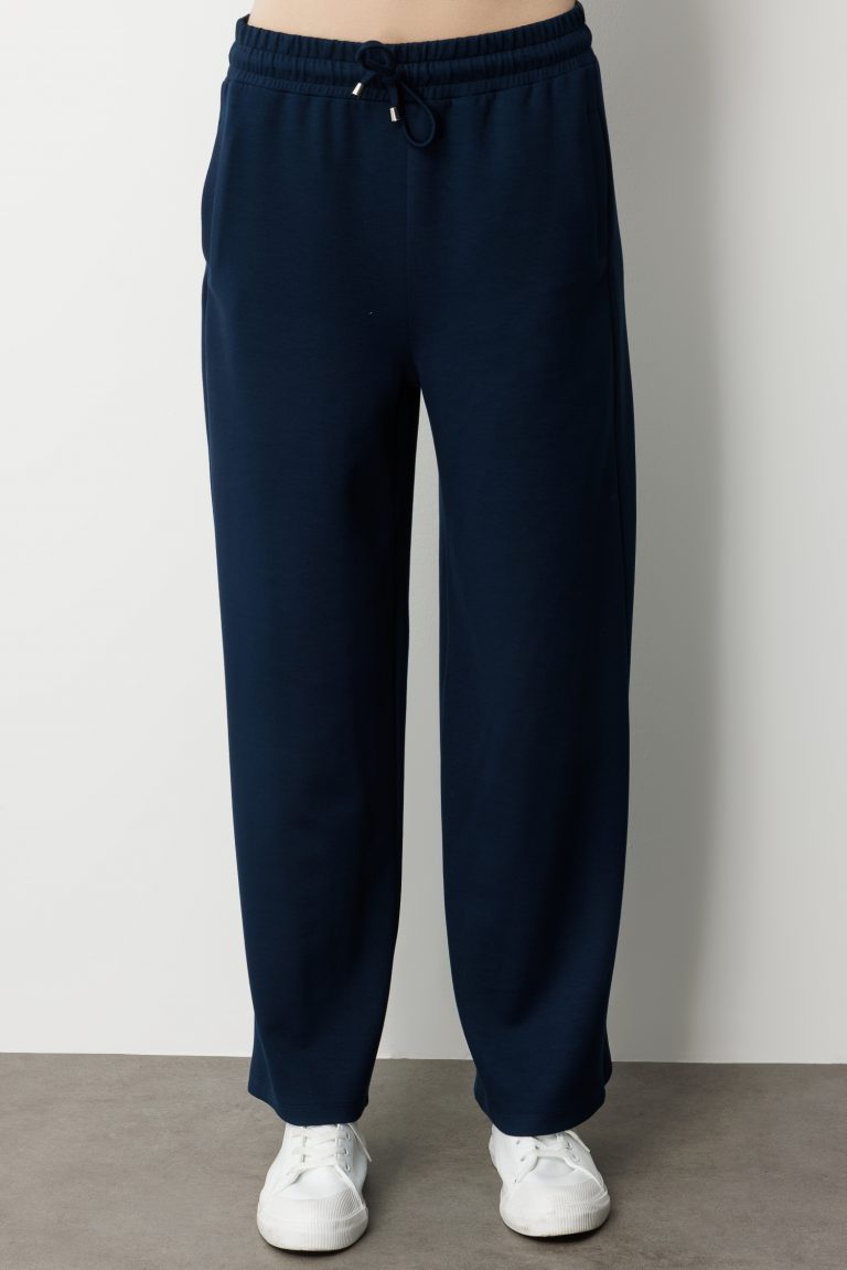 Mizalle Lastikli Yumuşak Dokulu İndigo Mavi Jogger Pantolon - Mizalle