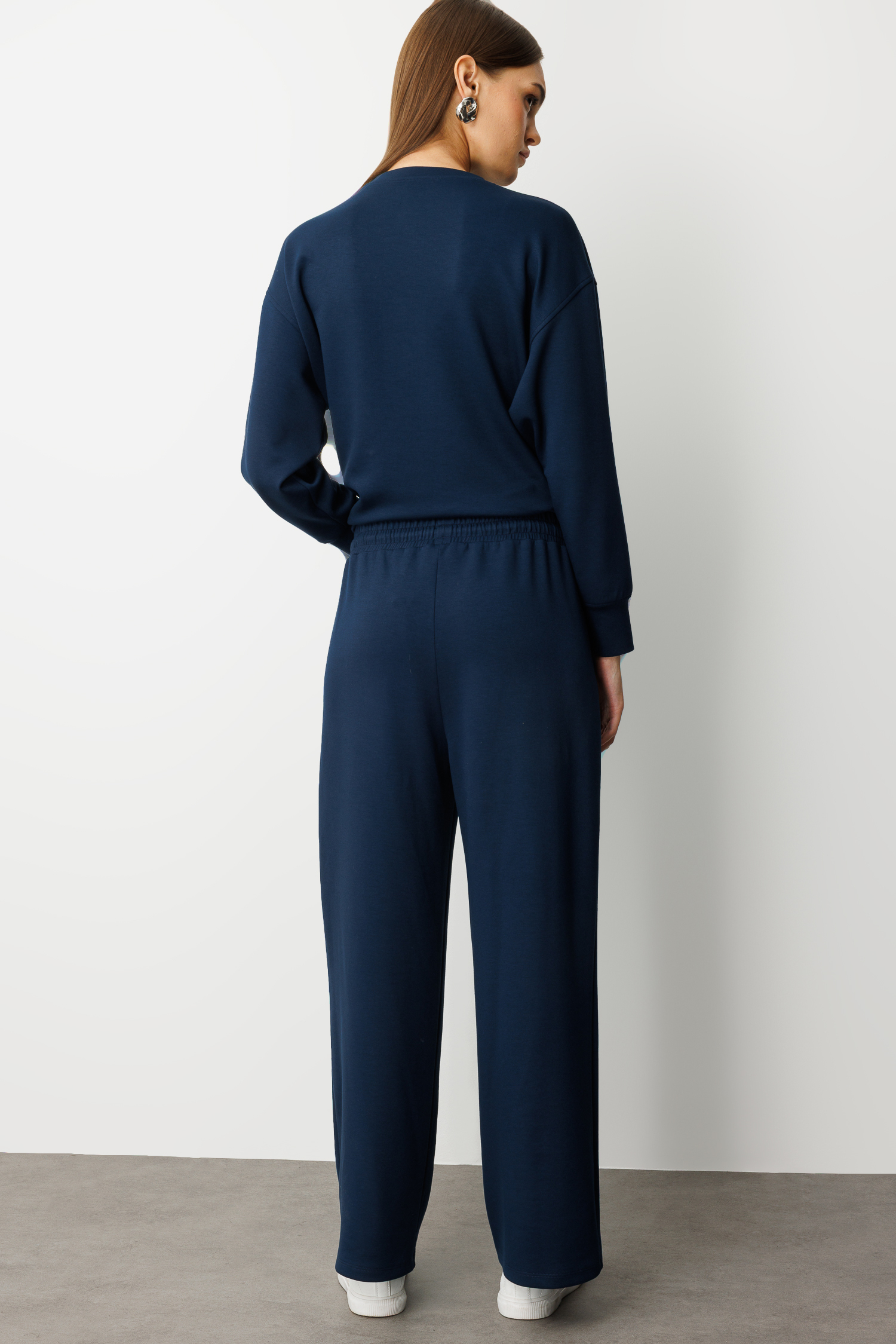 Mizalle Lastikli Yumuşak Dokulu İndigo Mavi Jogger Pantolon - 6