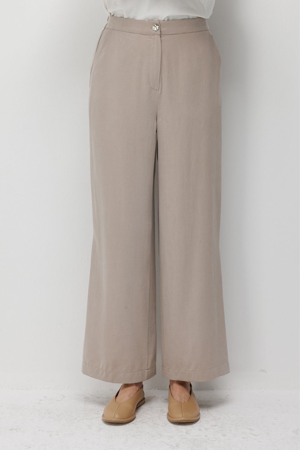 Mizalle Büzgü Detaylı Vizon Pantolon - Mizalle