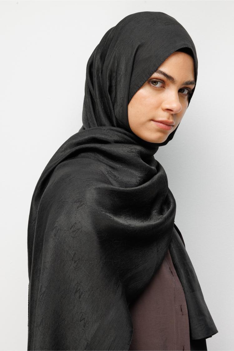 Mizalle M Desen Naia Siyah Pamuk Şal - 1