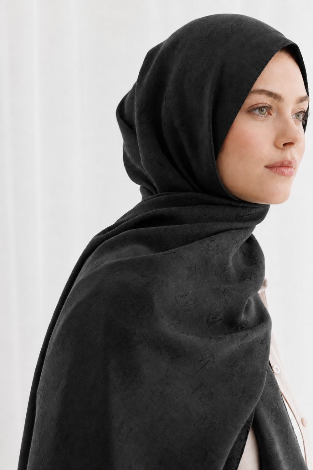 Mizalle M Desen Naia Siyah Pamuk Şal - Mizalle