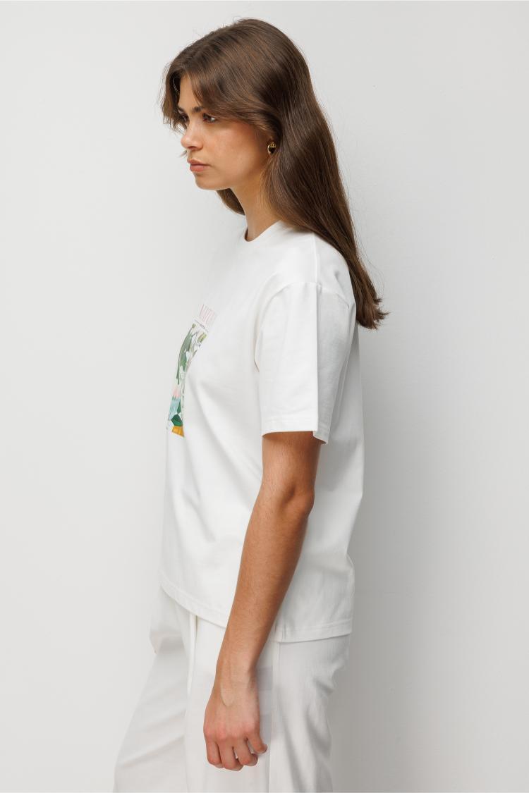 Mizalle Matcha Baskılı Suprem Beyaz T-Shirt - 3