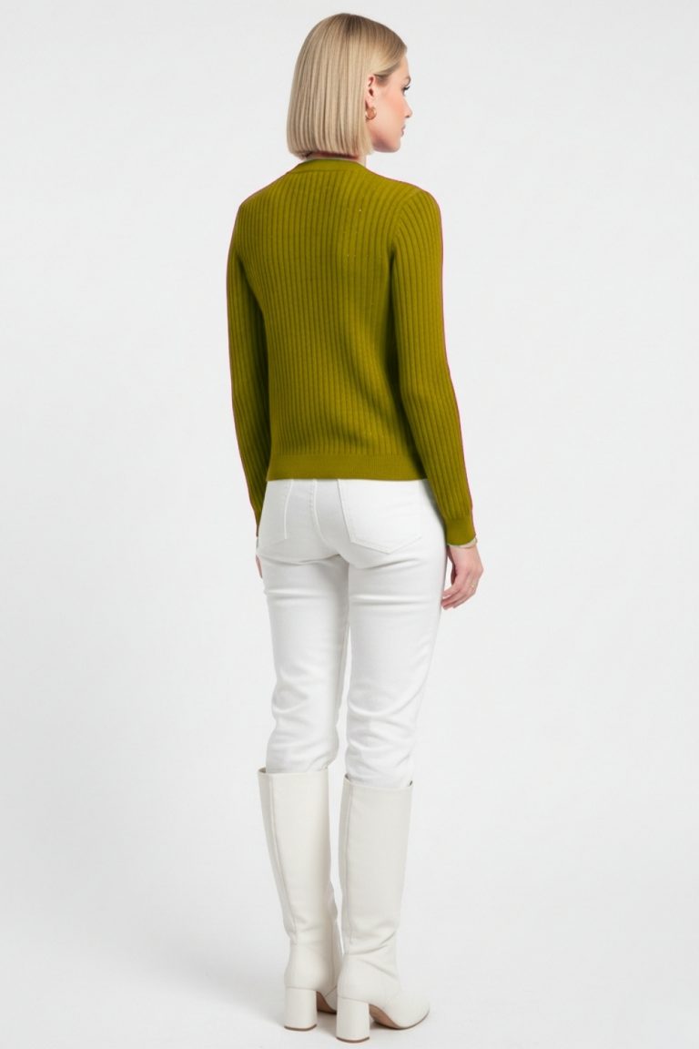 Mizalle Metal Düğmeli Yuvarlak Yaka Kaşkorse Haki Hırka - Mizalle