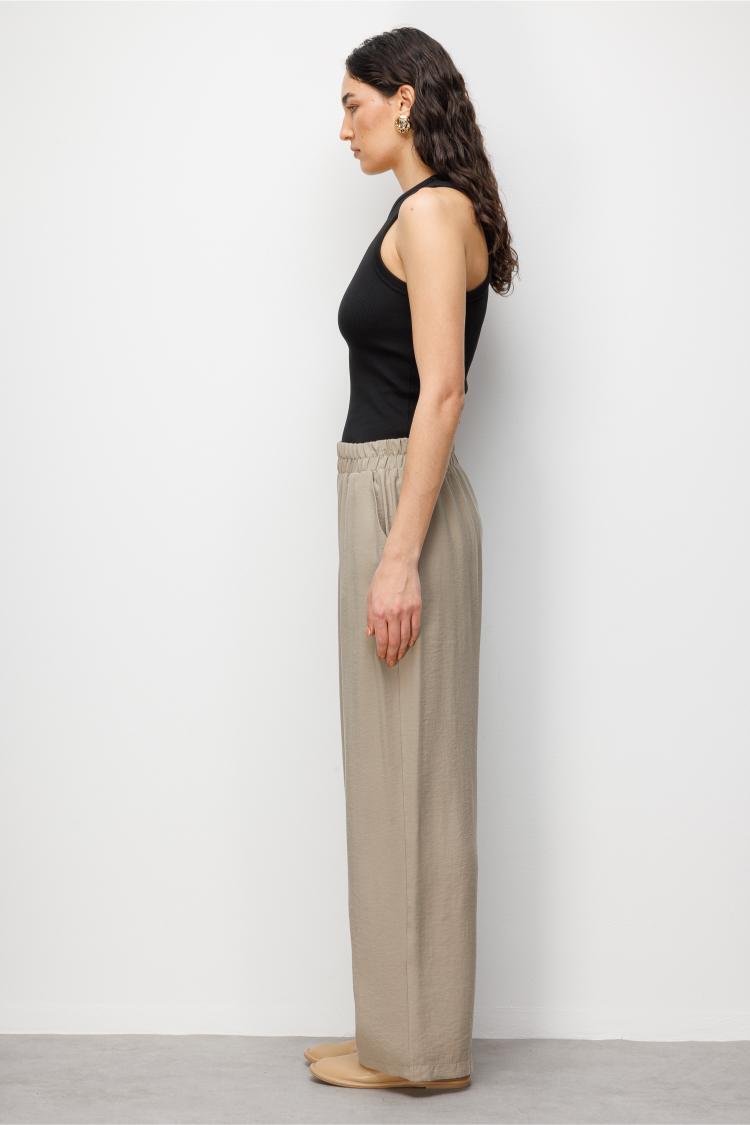 Mizalle Modal Dokulu Beli Lastikli Vizon Rengi Pantolon - 2