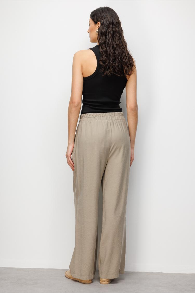 Mizalle Modal Dokulu Beli Lastikli Vizon Rengi Pantolon - 3