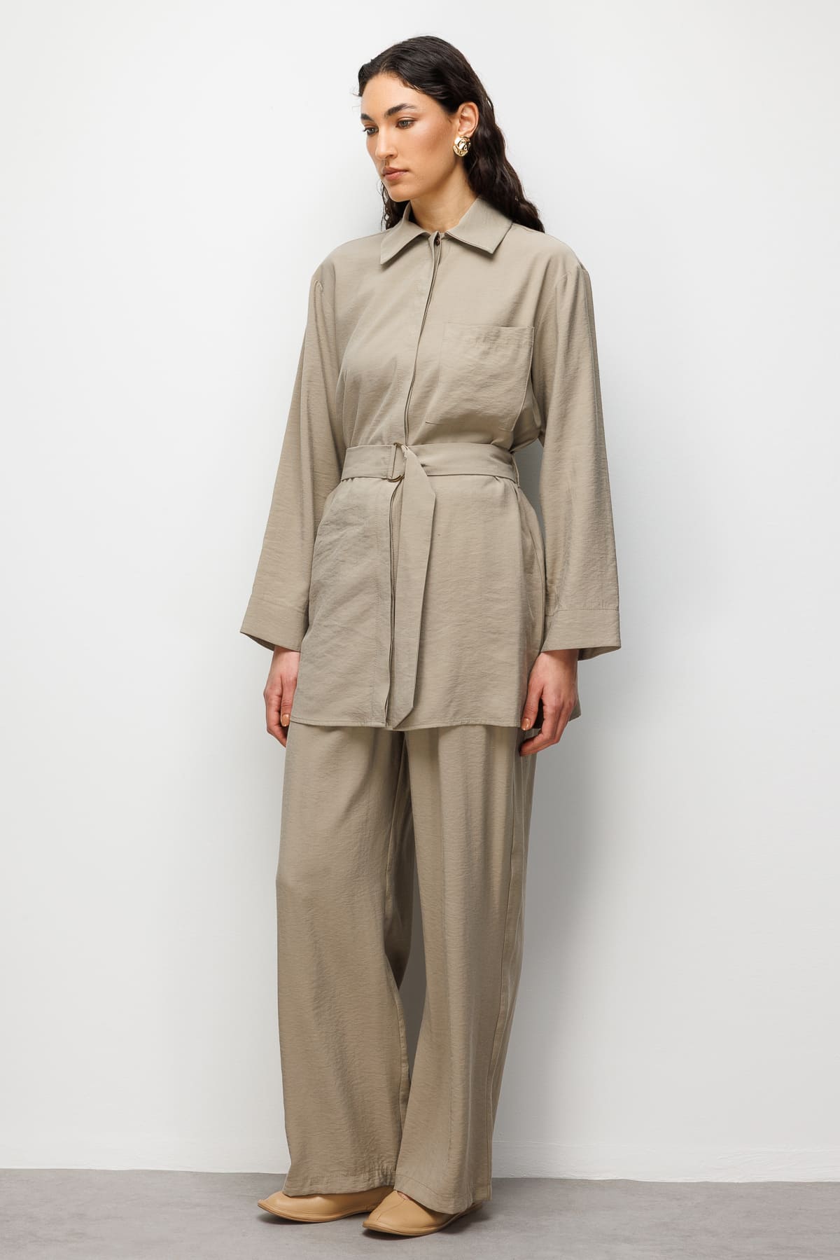 Mizalle Modal Dokulu Beli Lastikli Vizon Rengi Pantolon - 4