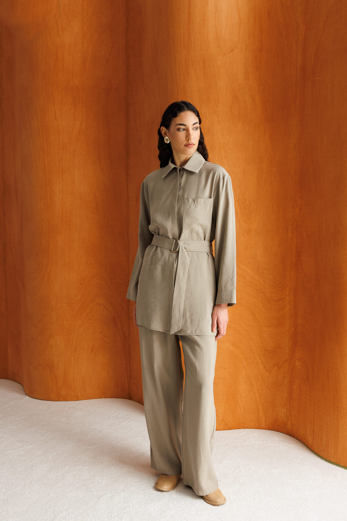 Mizalle Modal Dokulu Beli Lastikli Vizon Rengi Pantolon - 6