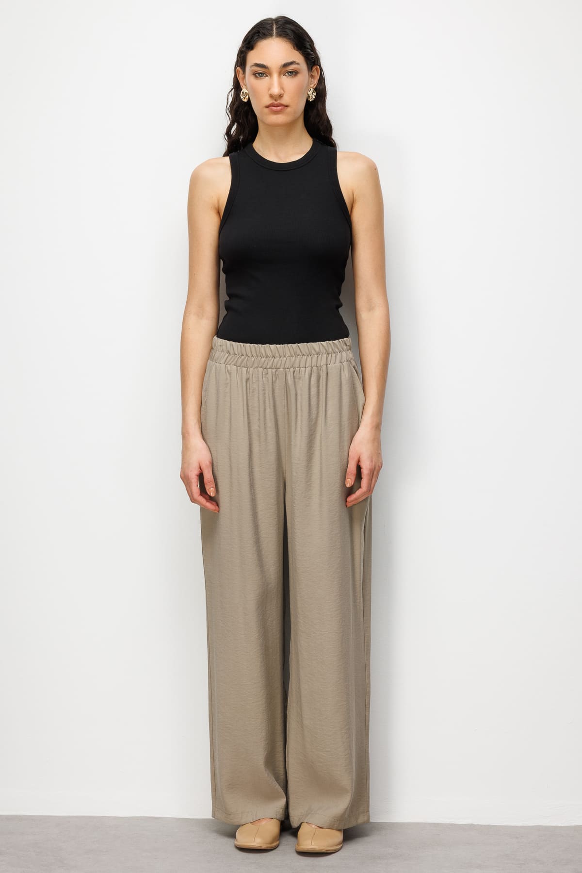 Mizalle Modal Dokulu Beli Lastikli Vizon Rengi Pantolon - 7