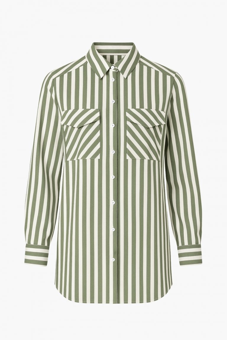 Mizalle Modal Dokulu Haki Çizgili Cepli Gömlek - Mizalle