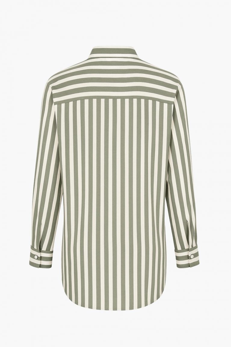 Mizalle Modal Dokulu Haki Çizgili Cepli Gömlek - Mizalle