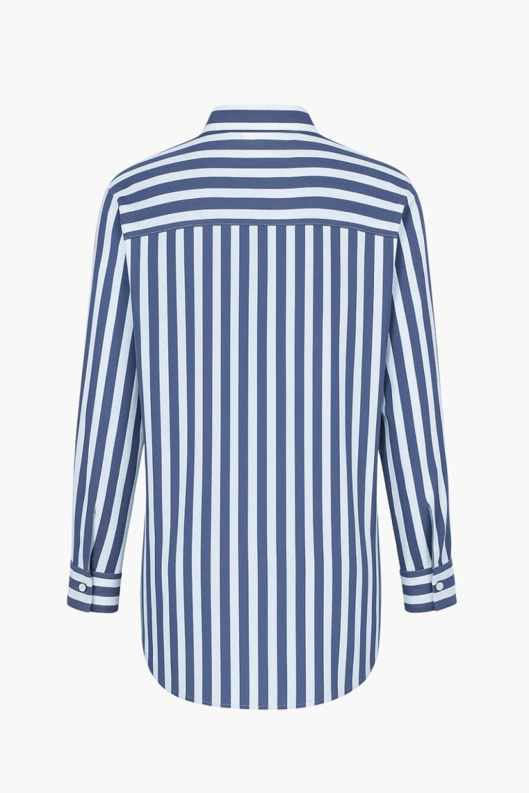 Mizalle Modal Dokulu Lacivert Çizgili Cepli Gömlek - Mizalle