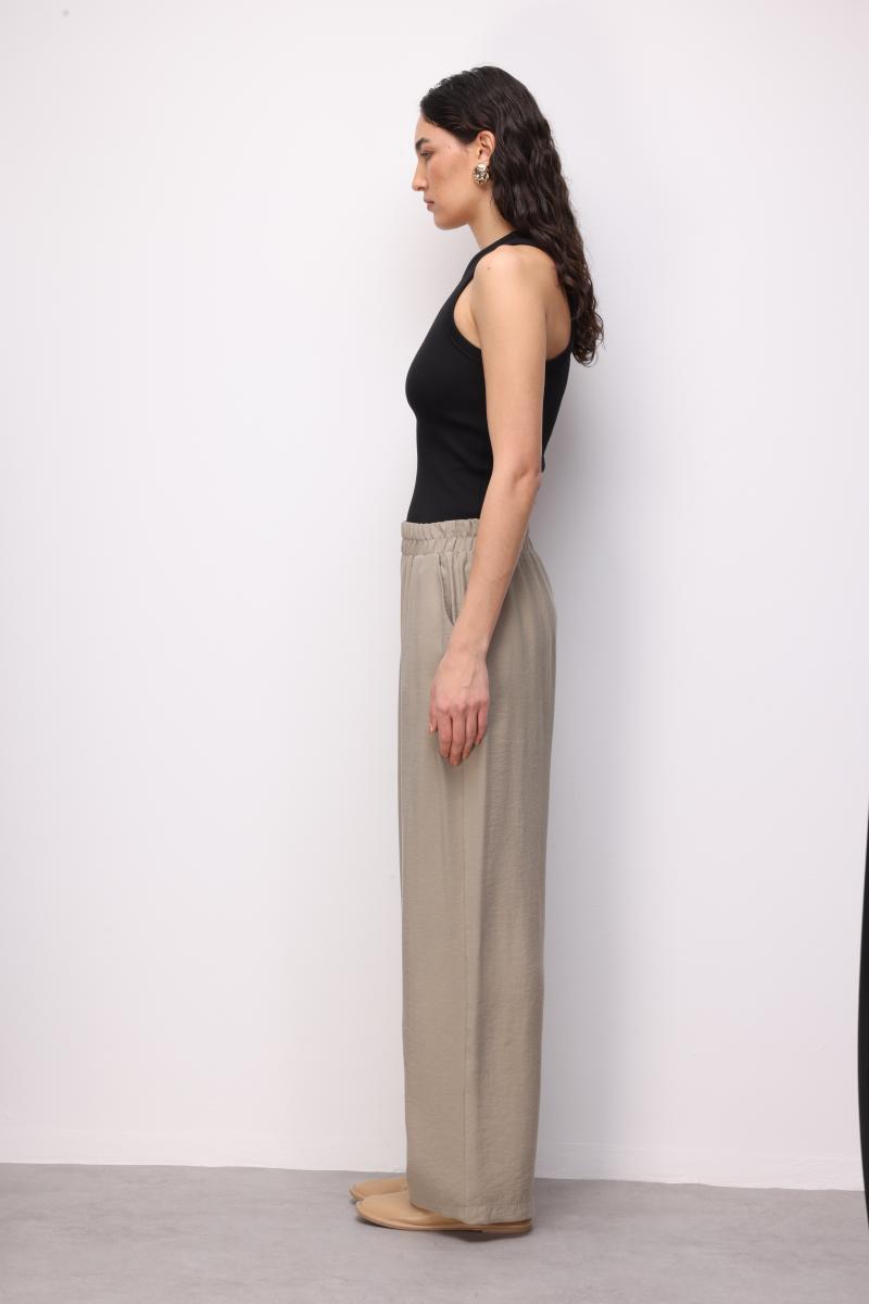 Mizalle Modal Dokulu Lastikli Bej Rengi Rahat Pantolon - 4