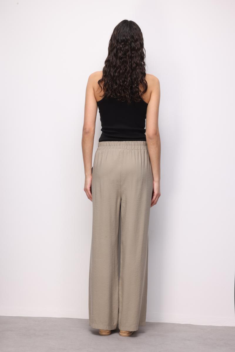 Mizalle Modal Dokulu Lastikli Bej Rengi Rahat Pantolon - 5