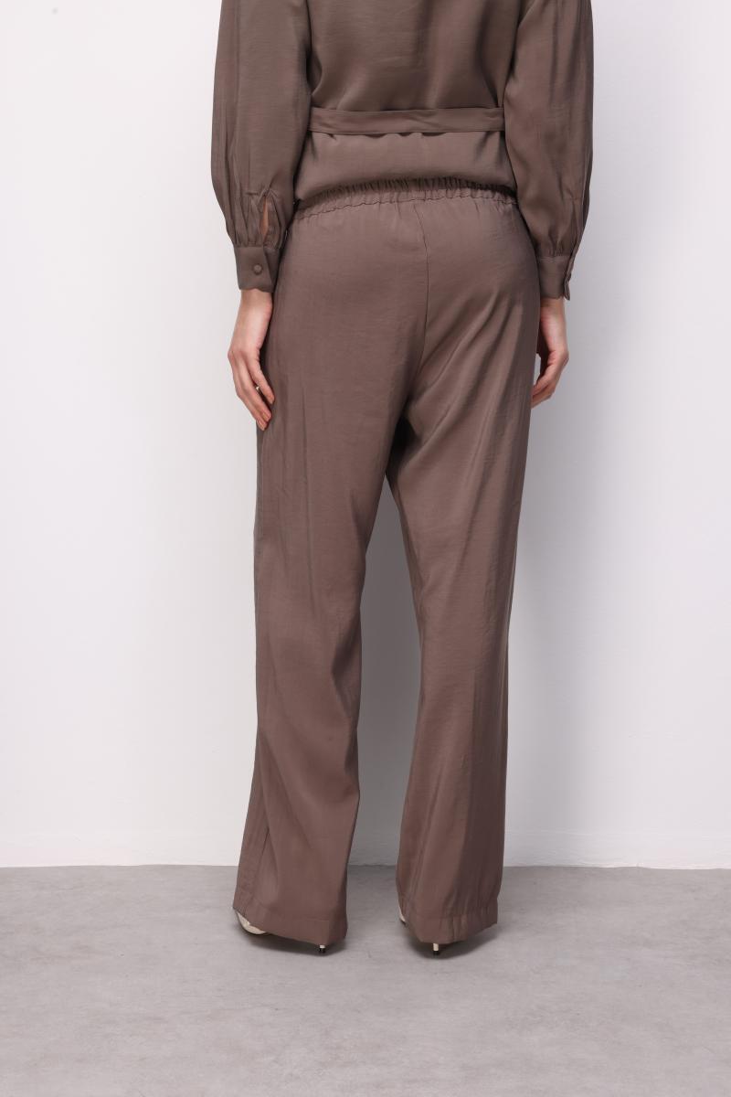 Mizalle Modal Dokulu Lastikli Kahverengi Rahat Pantolon - 2