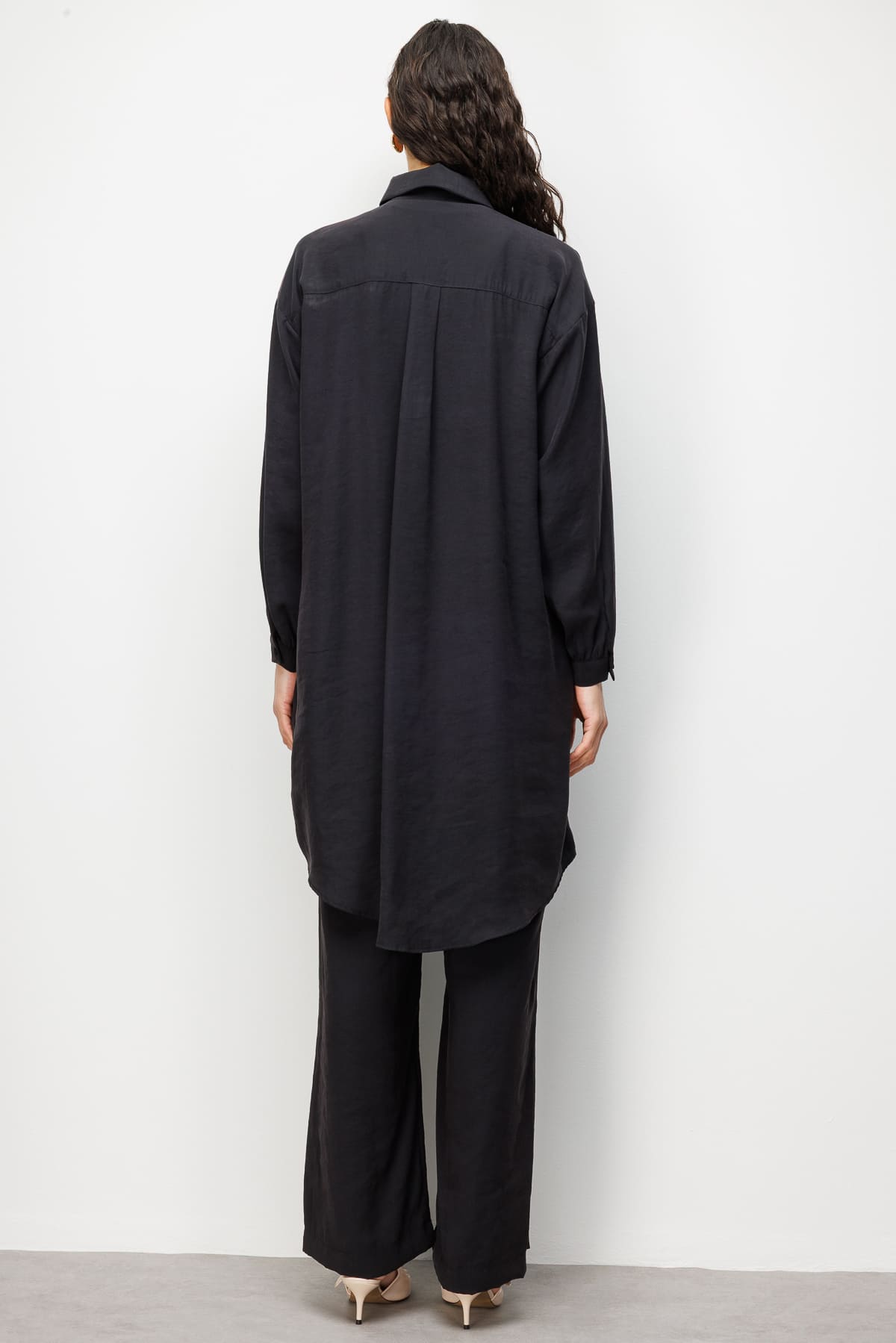 Mizalle Modal Dokulu Lastikli Siyah Rahat Pantolon - Mizalle