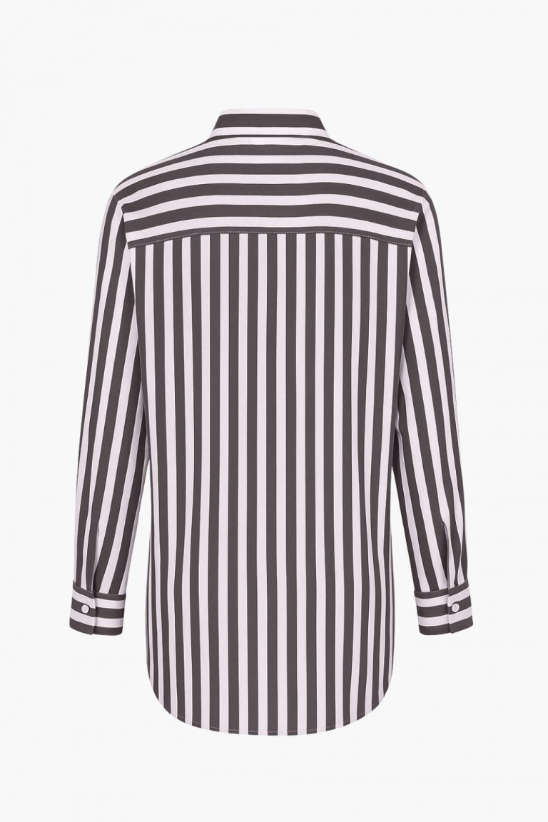 Mizalle Modal Dokulu Siyah Çizgili Cepli Gömlek - Mizalle