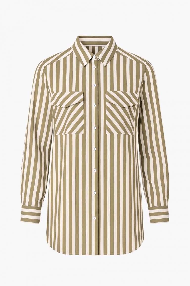 Mizalle Modal Dokulu Vizon Rengi Çizgili Cepli Gömlek - Mizalle