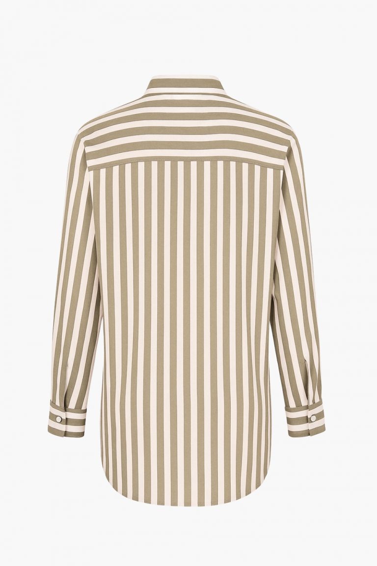 Mizalle Modal Dokulu Vizon Rengi Çizgili Cepli Gömlek - Mizalle